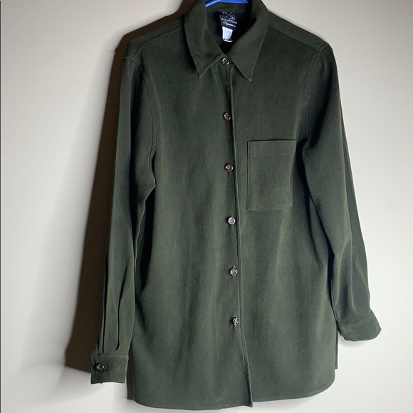 Russell Scott Green Button Down Blouse Size 10 - Picture 3 of 8